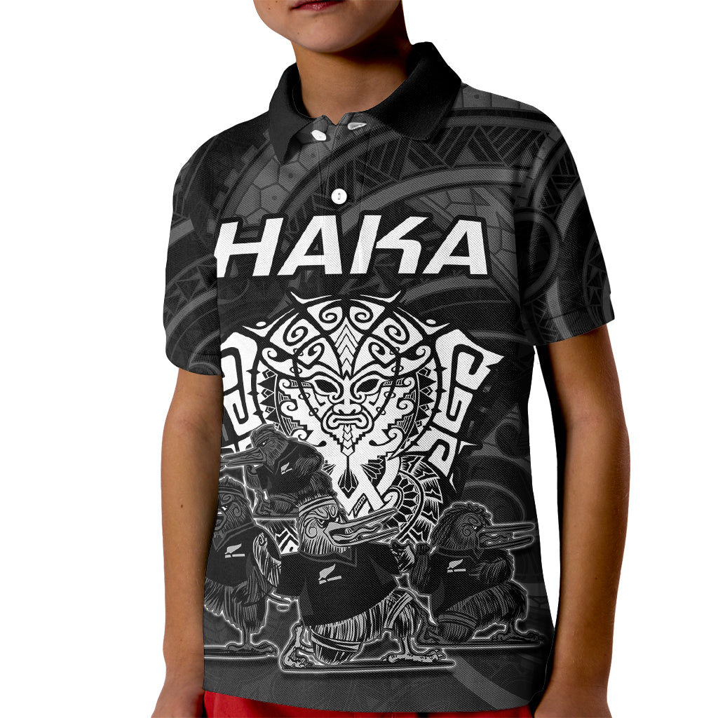 Personalised New Zealand Rugby Kid Polo Shirt Aotearoa Ka Mate Haka All Black Mix Ta Moko White Style LT9 Kid White - Polynesian Pride