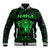 Personalised New Zealand Rugby Baseball Jacket Aotearoa Ka Mate Haka All Black Mix Ta Moko Green Style LT9 Unisex Green - Polynesian Pride