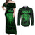 Personalised New Zealand Rugby Couples Matching Off Shoulder Maxi Dress and Long Sleeve Button Shirts Aotearoa Ka Mate Haka All Black Mix Ta Moko Green Style LT9 Green - Polynesian Pride