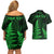 Personalised New Zealand Rugby Couples Matching Off Shoulder Short Dress and Hawaiian Shirt Aotearoa Ka Mate Haka All Black Mix Ta Moko Green Style LT9 - Polynesian Pride