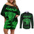 Personalised New Zealand Rugby Couples Matching Off Shoulder Short Dress and Long Sleeve Button Shirts Aotearoa Ka Mate Haka All Black Mix Ta Moko Green Style LT9 Green - Polynesian Pride