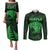 Personalised New Zealand Rugby Couples Matching Puletasi Dress and Long Sleeve Button Shirts Aotearoa Ka Mate Haka All Black Mix Ta Moko Green Style LT9 Green - Polynesian Pride