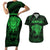 Personalised New Zealand Rugby Couples Matching Short Sleeve Bodycon Dress and Hawaiian Shirt Aotearoa Ka Mate Haka All Black Mix Ta Moko Green Style LT9 Green - Polynesian Pride