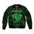 Personalised New Zealand Rugby Sleeve Zip Bomber Jacket Aotearoa Ka Mate Haka All Black Mix Ta Moko Green Style LT9 Unisex Green - Polynesian Pride