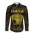 Personalised New Zealand Rugby Long Sleeve Button Shirt Aotearoa Ka Mate Haka All Black Mix Ta Moko Gold Style LT9 Unisex Gold - Polynesian Pride