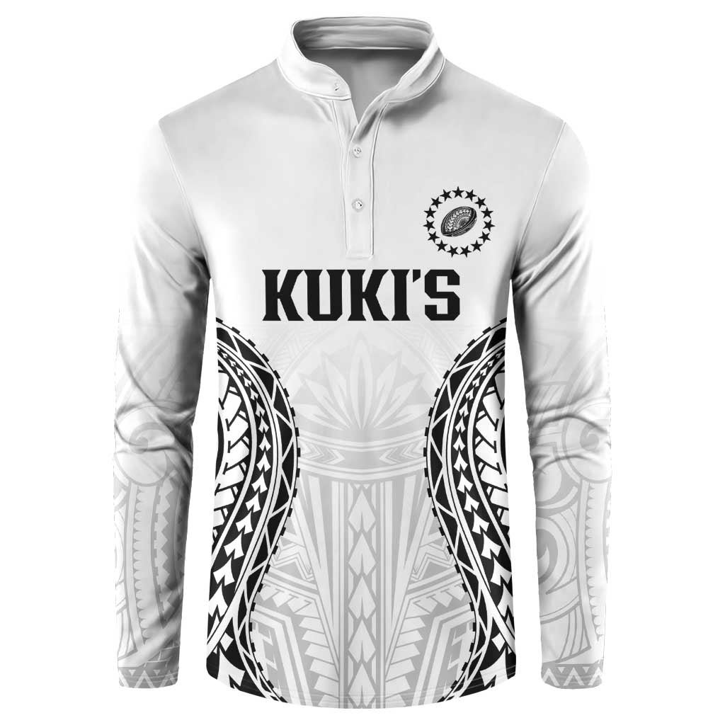 World Rugby Cook Islands Button Sweatshirt Kukis Make History LT9 White - Polynesian Pride