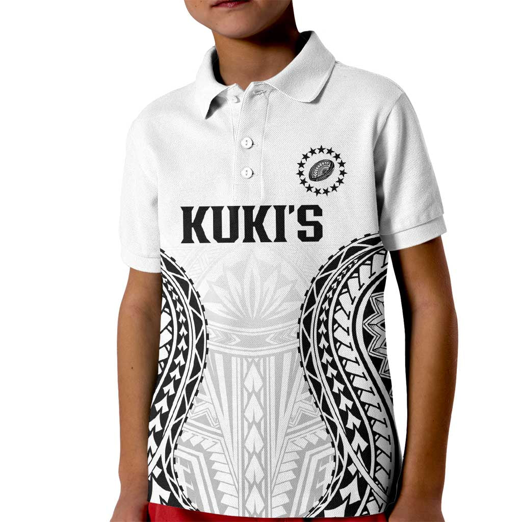 World Rugby Cook Islands Kid Polo Shirt Kukis Make History LT9 Kid White - Polynesian Pride