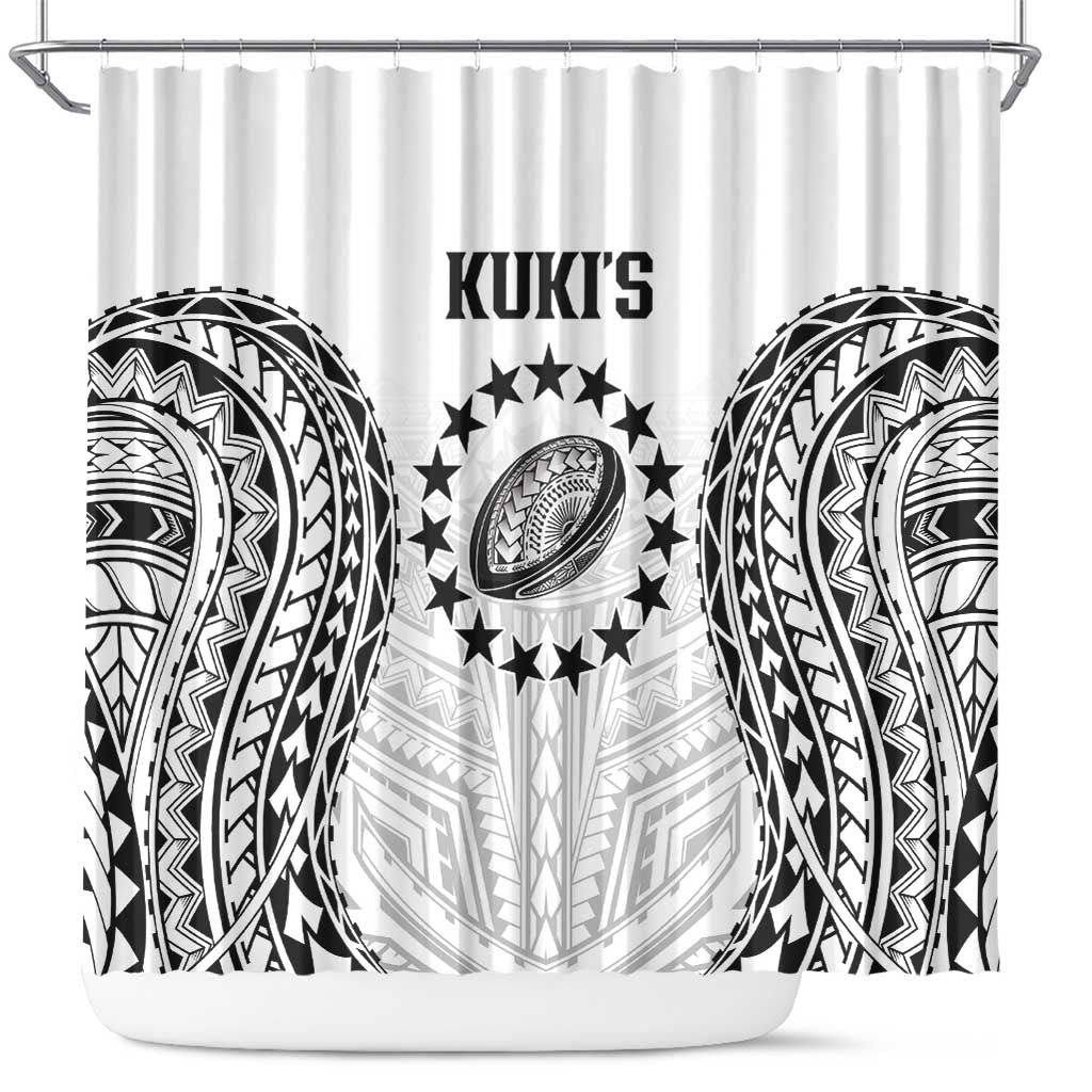 World Rugby Cook Islands Shower Curtain Kukis Make History LT9 White - Polynesian Pride