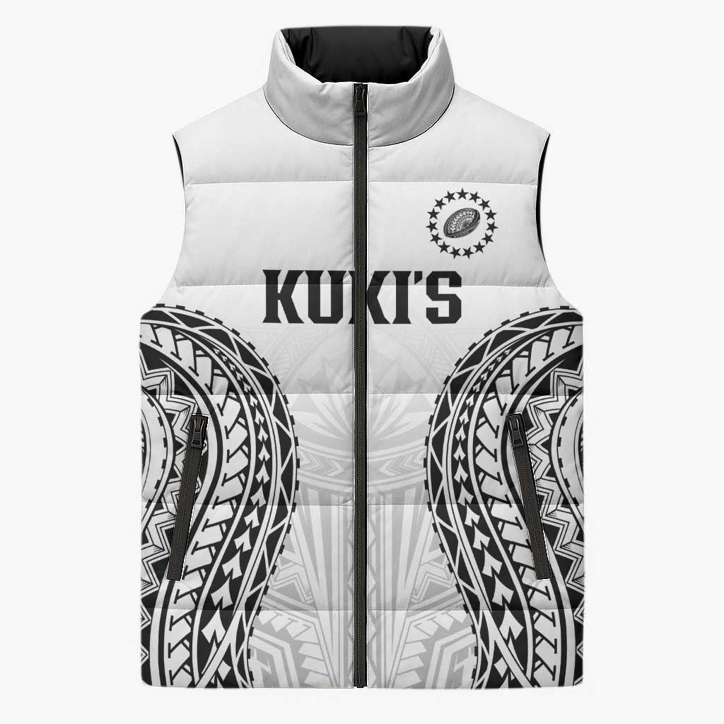 World Rugby Cook Islands Sleeveless Puffer Jacket Kukis Make History LT9 Unisex White - Polynesian Pride