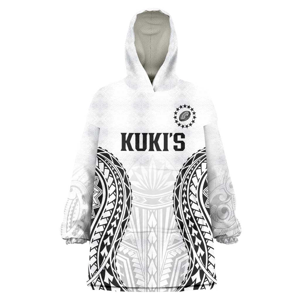 World Rugby Cook Islands Wearable Blanket Hoodie Kukis Make History LT9 One Size White - Polynesian Pride