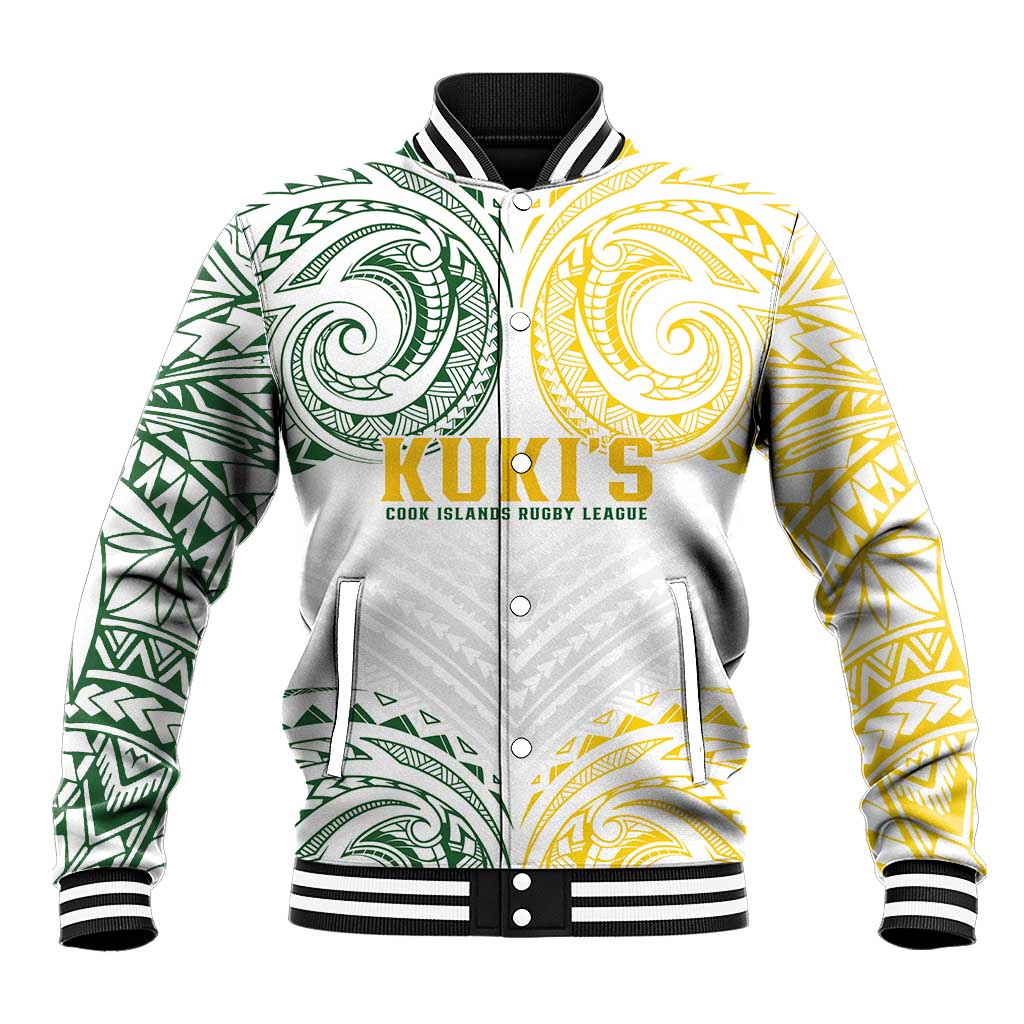 World Rugby Cook Islands Baseball Jacket White Polynesian Tribal Pattern LT9 Unisex White - Polynesian Pride