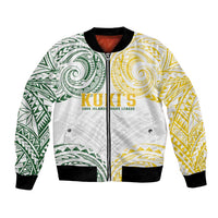 World Rugby Cook Islands Bomber Jacket White Polynesian Tribal Pattern LT9 Unisex White - Polynesian Pride