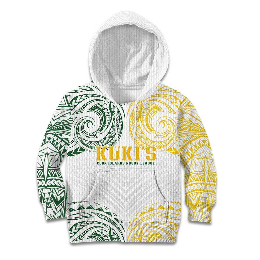 World Rugby Cook Islands Kid Hoodie White Polynesian Tribal Pattern LT9 Hoodie White - Polynesian Pride