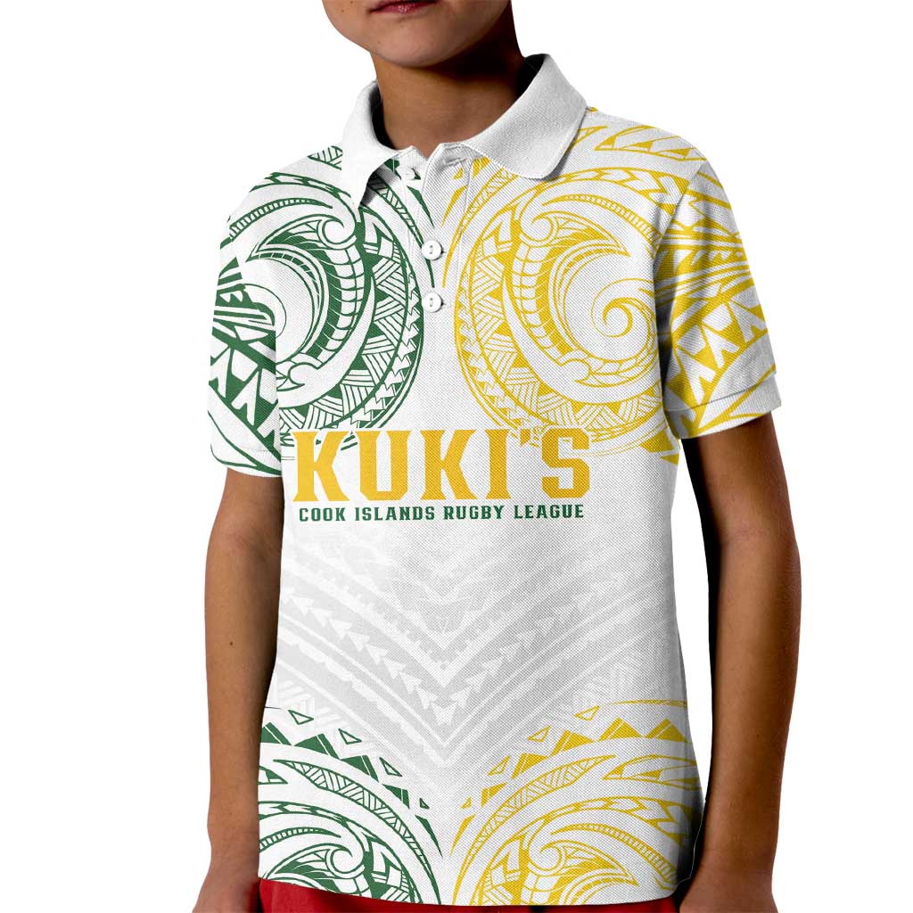World Rugby Cook Islands Kid Polo Shirt White Polynesian Tribal Pattern LT9 Kid White - Polynesian Pride