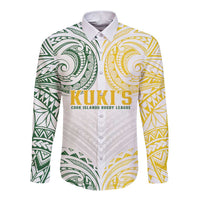 World Rugby Cook Islands Long Sleeve Button Shirt White Polynesian Tribal Pattern LT9 Unisex White - Polynesian Pride