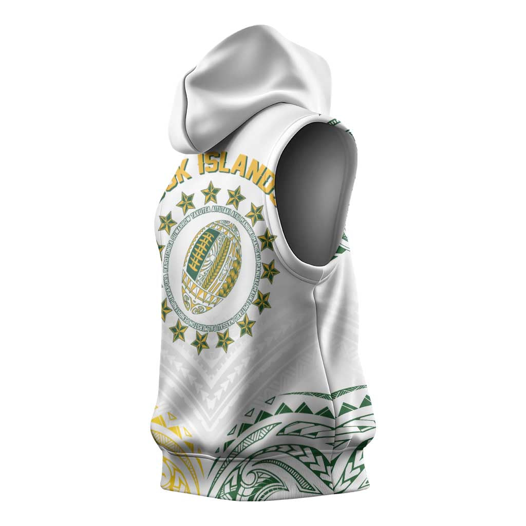 World Rugby Cook Islands Sleeveless Hoodie White Polynesian Tribal Pattern LT9 - Polynesian Pride
