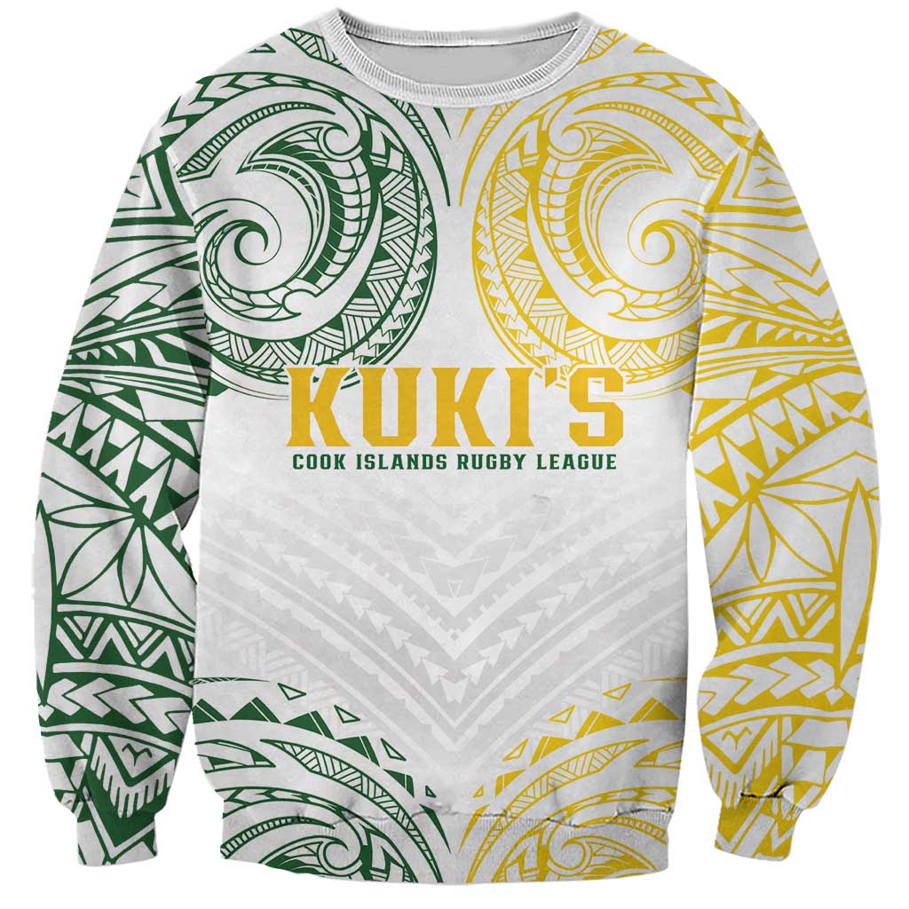 World Rugby Cook Islands Sweatshirt White Polynesian Tribal Pattern LT9 Unisex White - Polynesian Pride