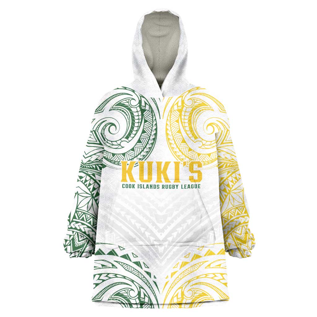 World Rugby Cook Islands Wearable Blanket Hoodie White Polynesian Tribal Pattern LT9 One Size White - Polynesian Pride