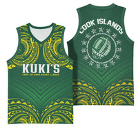 World Rugby Cook Islands Basketball Jersey Green Polynesian Tribal Pattern LT9 - Polynesian Pride