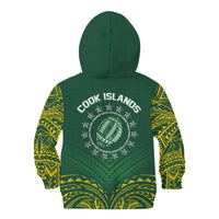World Rugby Cook Islands Kid Hoodie Green Polynesian Tribal Pattern LT9 - Polynesian Pride