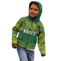 World Rugby Cook Islands Kid Hoodie Green Polynesian Tribal Pattern LT9 - Polynesian Pride