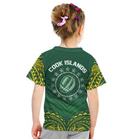 World Rugby Cook Islands Kid T Shirt Green Polynesian Tribal Pattern LT9 - Polynesian Pride