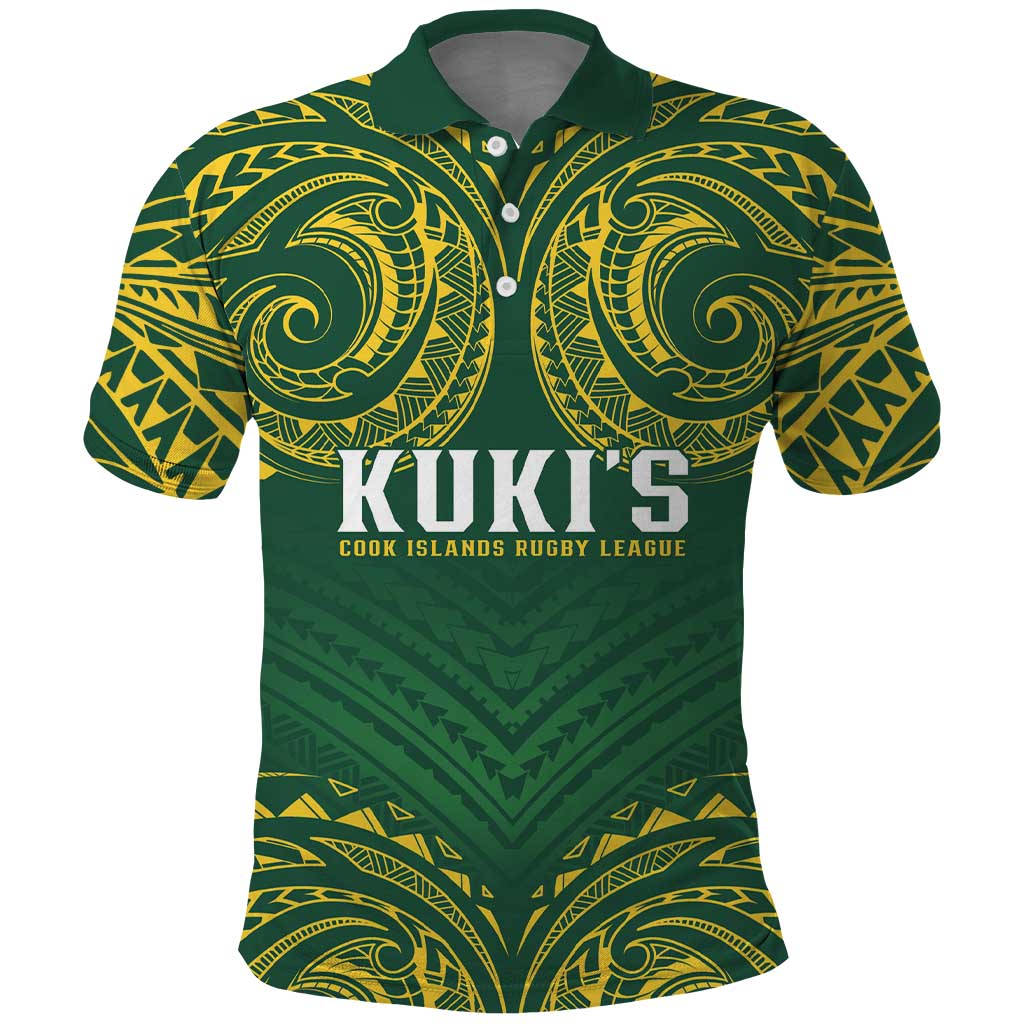 World Rugby Cook Islands Polo Shirt Green Polynesian Tribal Pattern LT9 Green - Polynesian Pride