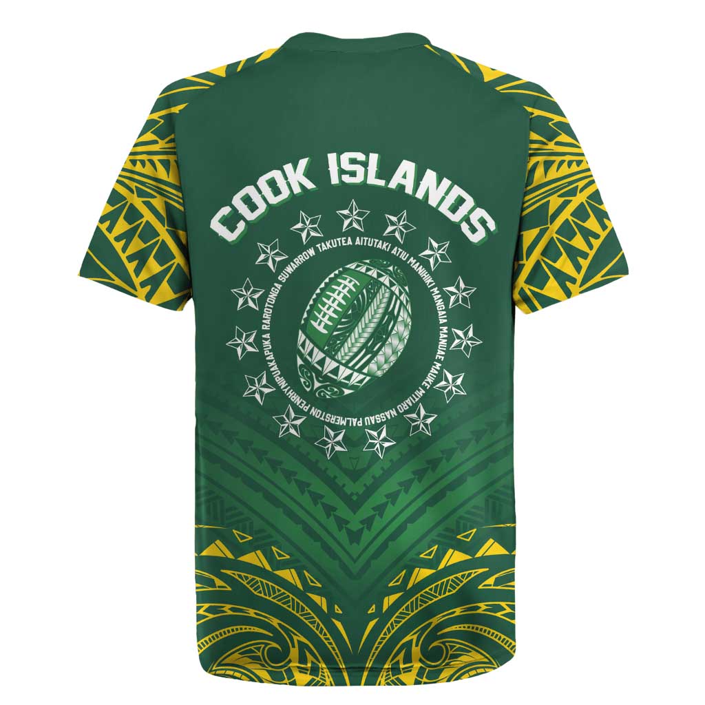 World Rugby Cook Islands Rugby Jersey Green Polynesian Tribal Pattern LT9 - Polynesian Pride