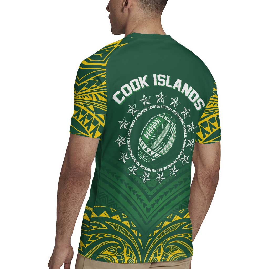 World Rugby Cook Islands Rugby Jersey Green Polynesian Tribal Pattern LT9 - Polynesian Pride