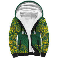 World Rugby Cook Islands Sherpa Hoodie Green Polynesian Tribal Pattern LT9 Unisex Green - Polynesian Pride