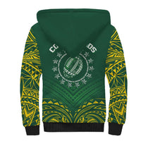 World Rugby Cook Islands Sherpa Hoodie Green Polynesian Tribal Pattern LT9 - Polynesian Pride