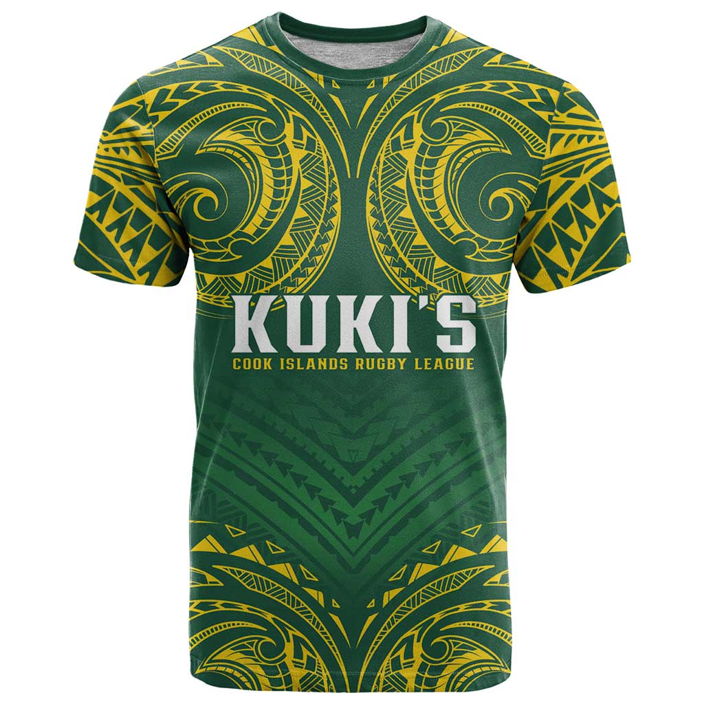 World Rugby Cook Islands T Shirt Green Polynesian Tribal Pattern LT9 Green - Polynesian Pride