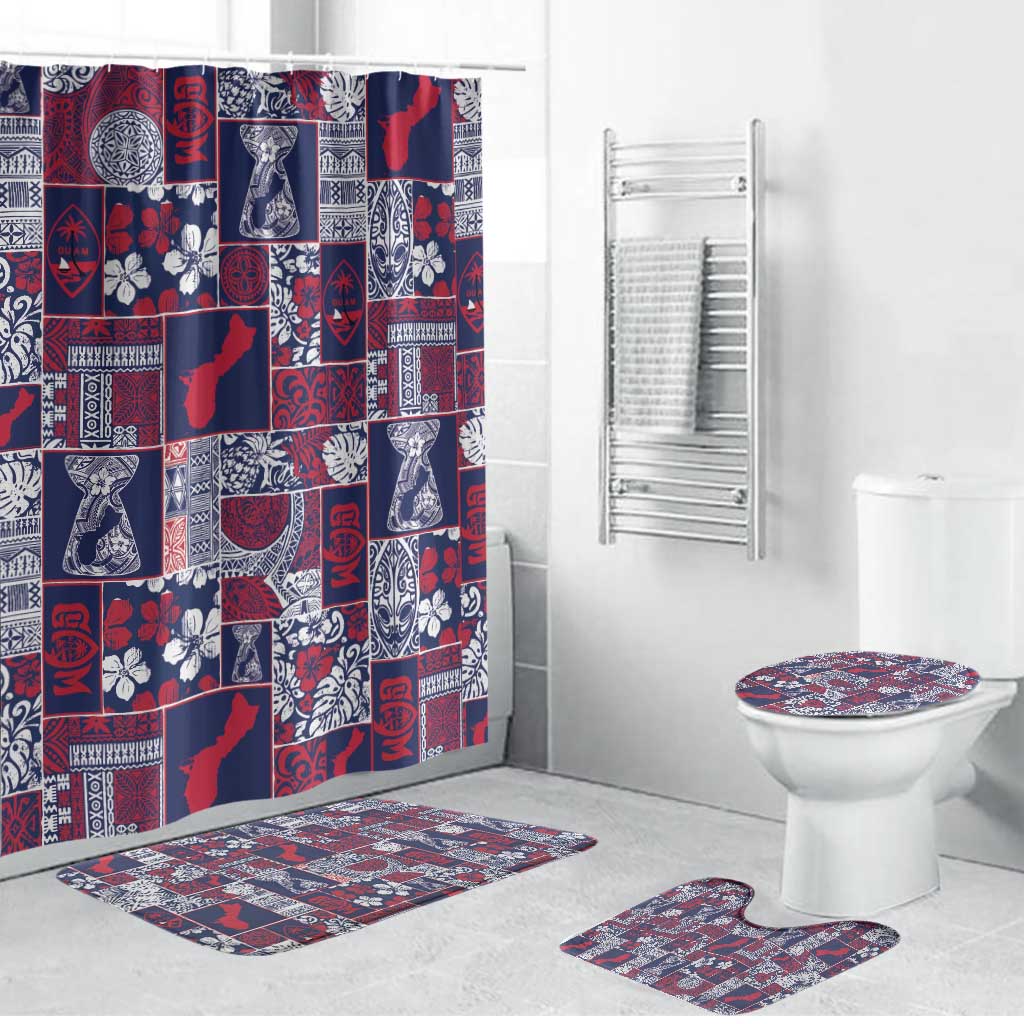 Guam Felis Pasgua Bathroom Set Pacific Patchwork Xmas Vibes LT9 Bathroom Set (4 pcs) Blue - Polynesian Pride
