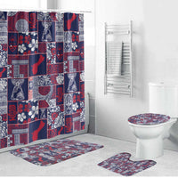Guam Felis Pasgua Bathroom Set Pacific Patchwork Xmas Vibes LT9 Bathroom Set (4 pcs) Blue - Polynesian Pride
