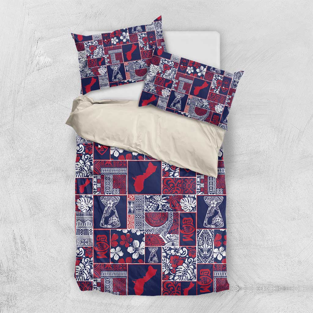 Guam Felis Pasgua Bedding Set Pacific Patchwork Xmas Vibes LT9 US Twin 172cm x 218cm Blue - Polynesian Pride