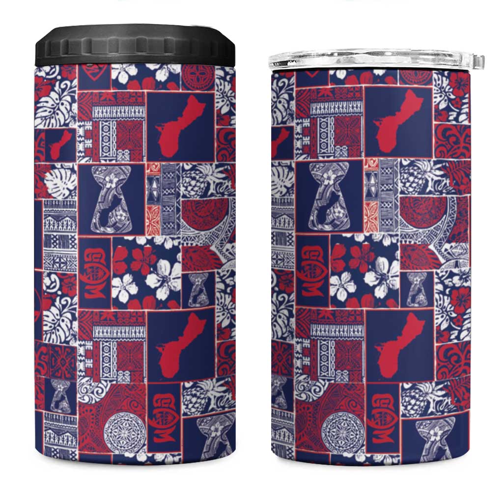 Guam Felis Pasgua 4 in 1 Can Cooler Tumbler Pacific Patchwork Xmas Vibes LT9 One Size: 16 oz Blue - Polynesian Pride