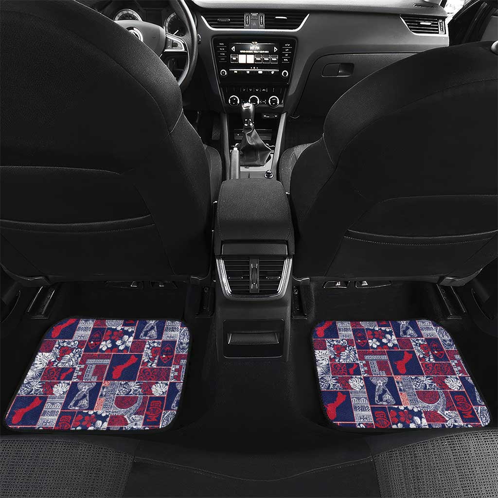 Guam Felis Pasgua Car Mats Pacific Patchwork Xmas Vibes LT9 Set 2pcs - Back Blue - Polynesian Pride