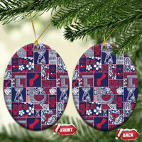 Guam Felis Pasgua Ceramic Ornament Pacific Patchwork Xmas Vibes LT9 Oval Blue - Polynesian Pride
