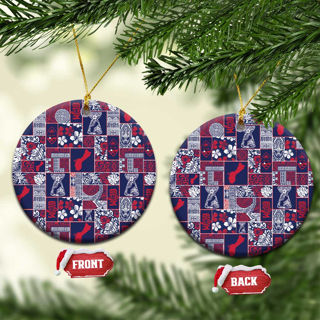 Guam Felis Pasgua Ceramic Ornament Pacific Patchwork Xmas Vibes LT9 Circle Blue - Polynesian Pride