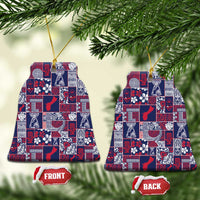 Guam Felis Pasgua Ceramic Ornament Pacific Patchwork Xmas Vibes LT9 Bell Flake Blue - Polynesian Pride