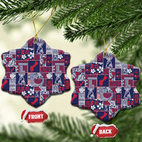 Guam Felis Pasgua Ceramic Ornament Pacific Patchwork Xmas Vibes LT9 Snow Flake Blue - Polynesian Pride