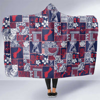 Guam Felis Pasgua Hooded Blanket Pacific Patchwork Xmas Vibes LT9 One Size Blue - Polynesian Pride