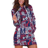Guam Felis Pasgua Hoodie Dress Pacific Patchwork Xmas Vibes LT9 Blue - Polynesian Pride