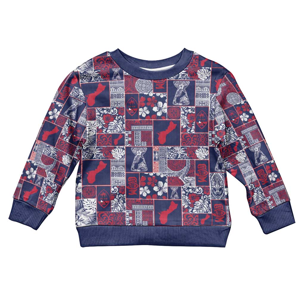 Guam Felis Pasgua Kid Ugly Christmas Sweater Pacific Patchwork Xmas Vibes LT9 Kid Blue - Polynesian Pride