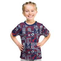 Guam Felis Pasgua Kid T Shirt Pacific Patchwork Xmas Vibes LT9 Blue - Polynesian Pride