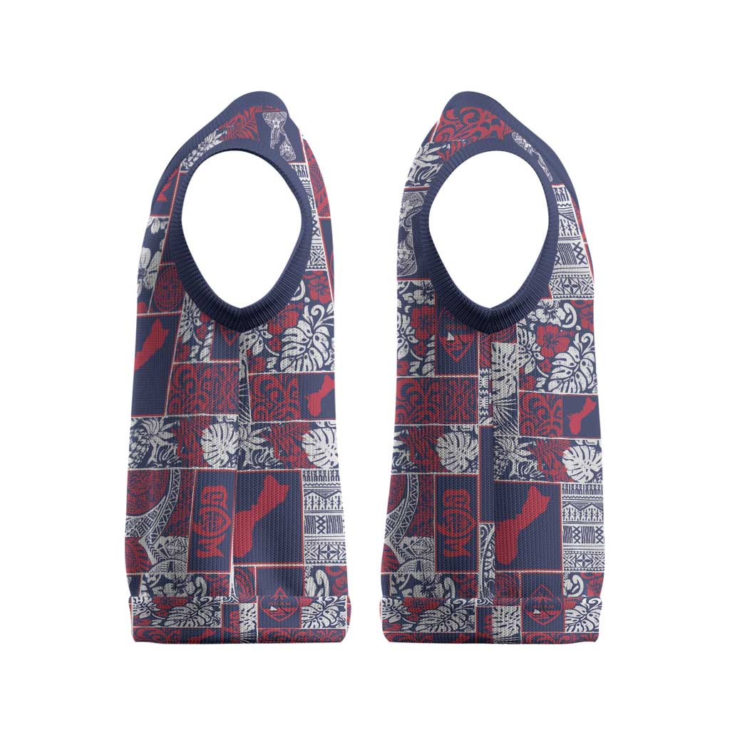 Guam Felis Pasgua Christmas Knitted V-Neck Vest Pacific Patchwork Xmas Vibes LT9 - Polynesian Pride