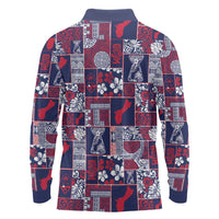 Guam Felis Pasgua Long Sleeve Polo Shirt Pacific Patchwork Xmas Vibes LT9 - Polynesian Pride