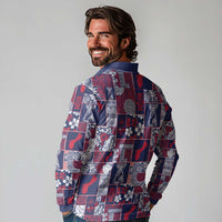 Guam Felis Pasgua Long Sleeve Polo Shirt Pacific Patchwork Xmas Vibes LT9 - Polynesian Pride