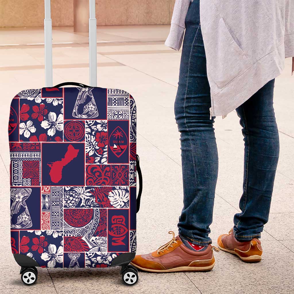 Guam Felis Pasgua Luggage Cover Pacific Patchwork Xmas Vibes LT9 Blue - Polynesian Pride