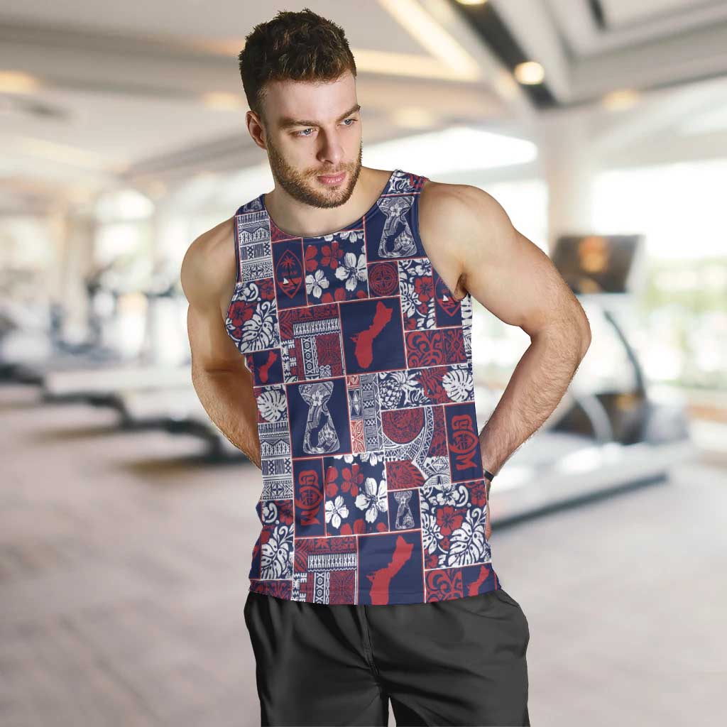 Guam Felis Pasgua Men Tank Top Pacific Patchwork Xmas Vibes LT9 Blue - Polynesian Pride